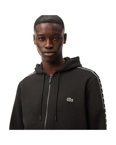 CAMISOLA COM CAPUZ LACOSTE PRETA COM DETALHES DE FITA NEGRO