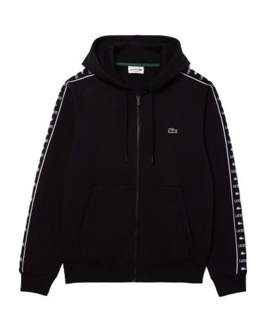 CAMISOLA COM CAPUZ LACOSTE PRETA COM DETALHES DE FITA NEGRO