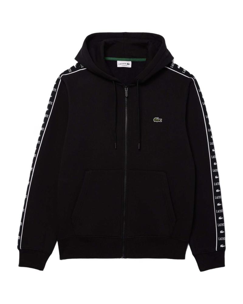 CAMISOLA COM CAPUZ LACOSTE PRETA COM DETALHES DE FITA NEGRO
