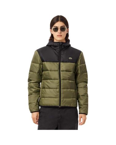 LACOSTE BLOUSON STEPPJACKE ZWEIFARBIG GRÜN UND SCHWARZ MIT KAPUZE VERDE