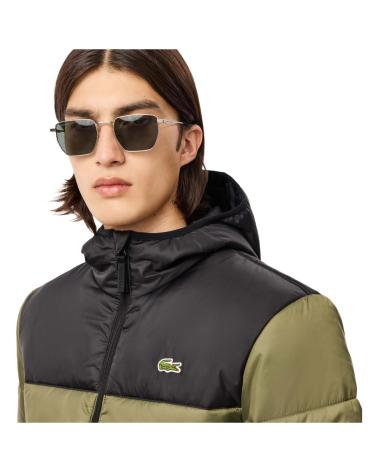 LACOSTE BLOUSON STEPPJACKE ZWEIFARBIG GRÜN UND SCHWARZ MIT KAPUZE VERDE