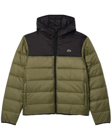 LACOSTE BLOUSON STEPPJACKE ZWEIFARBIG GRÜN UND SCHWARZ MIT KAPUZE VERDE
