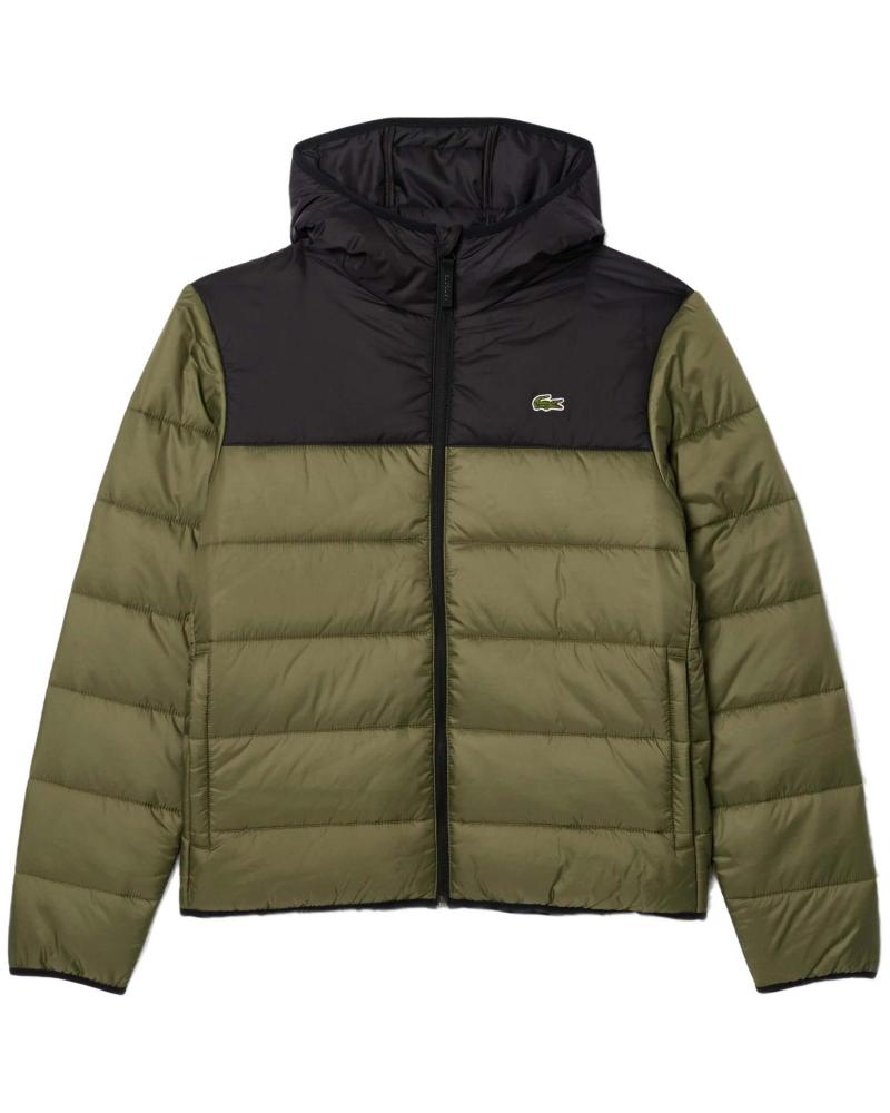 LACOSTE BLOUSON STEPPJACKE ZWEIFARBIG GRÜN UND SCHWARZ MIT KAPUZE VERDE