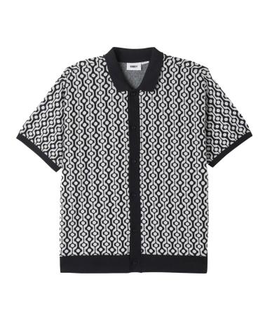 OBEY POLO TESTAMENT BUTTON FRONT POLO SS BLAC MULTICOLOR