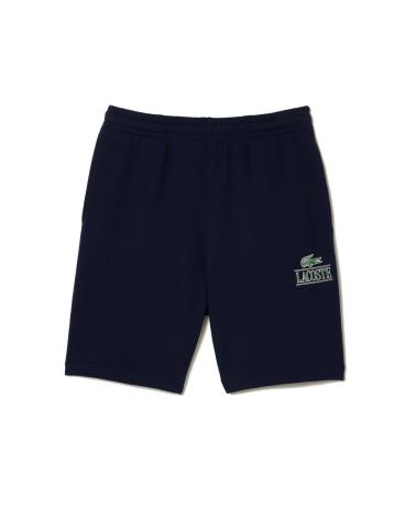 PANTALÓN CORTO DEPORTIVO LACOSTE AZUL MARINO CON LOGO INSIGNIA MULTICOLOR