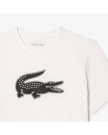 LACOSTE 3D LOGO T-SHIRT WEISS MIT GROSSEM SCHWARZEM KROKODIL BLANCO