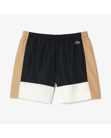 LACOSTE BAÑADOR DE HOMBRE SHORT COLORBLOCK IKH NEGRO Y BEIGE NEGRO