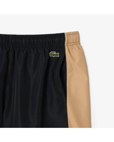 LACOSTE BAÑADOR DE HOMBRE SHORT COLORBLOCK IKH NEGRO Y BEIGE NEGRO