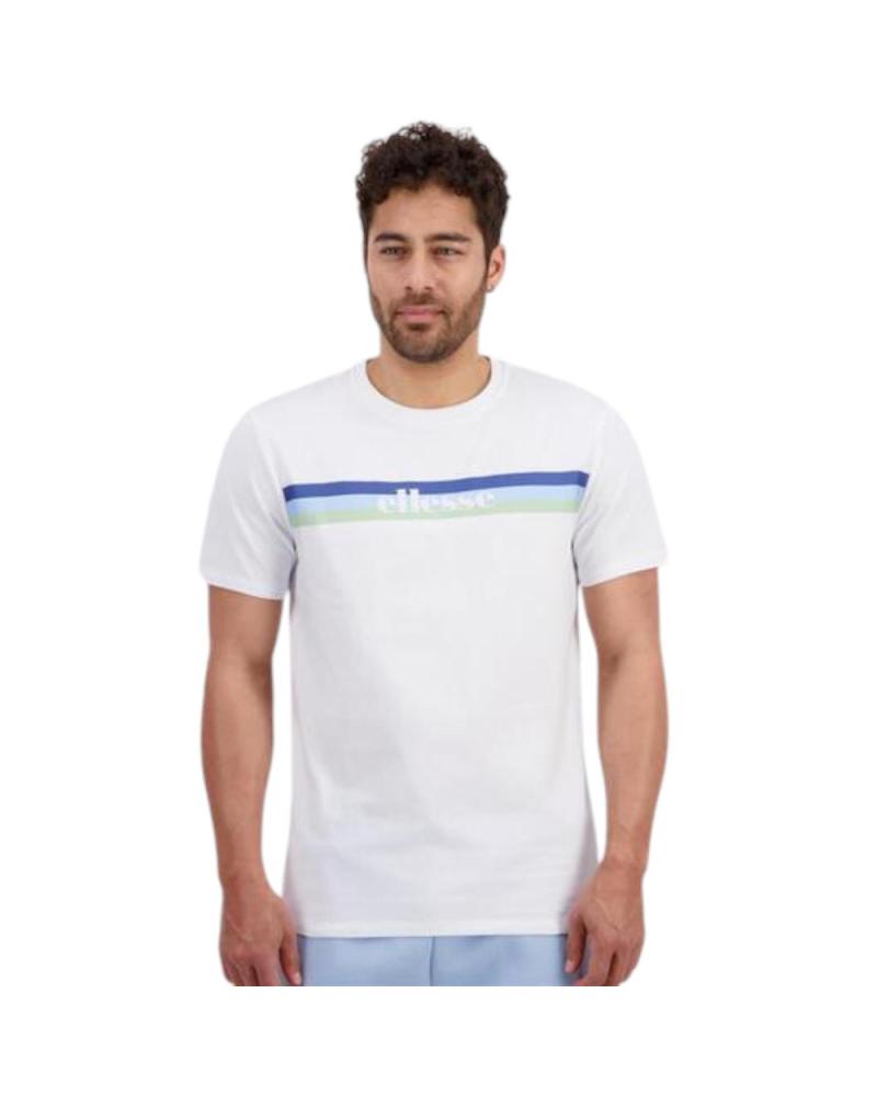 -ELLESSE-T-SHIRT ELLESSE GIACOMO SHR22414-908 BRANCA COM FAIXA MULTICOLORIDA-WHITE