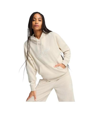 SUDADERA CON CAPUCHA PUMA ESSENTIALS SCRIPT COMFORT ALPINE BEIGE 684983-87 BEIGE
