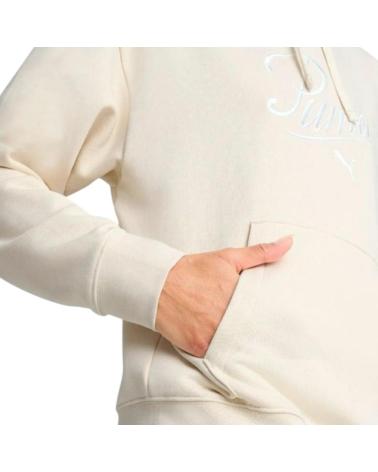 FELPA CON CAPPUCCIO PUMA ESSENTIALS SCRIPT COMFORT ALPINE BEIGE 684983-87 BEIGE