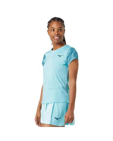 T-SHIRT MIZUNO CHARGE PRINTED GLOW POUR TENNIS ET PADEL FEMME BLEU AZUL
