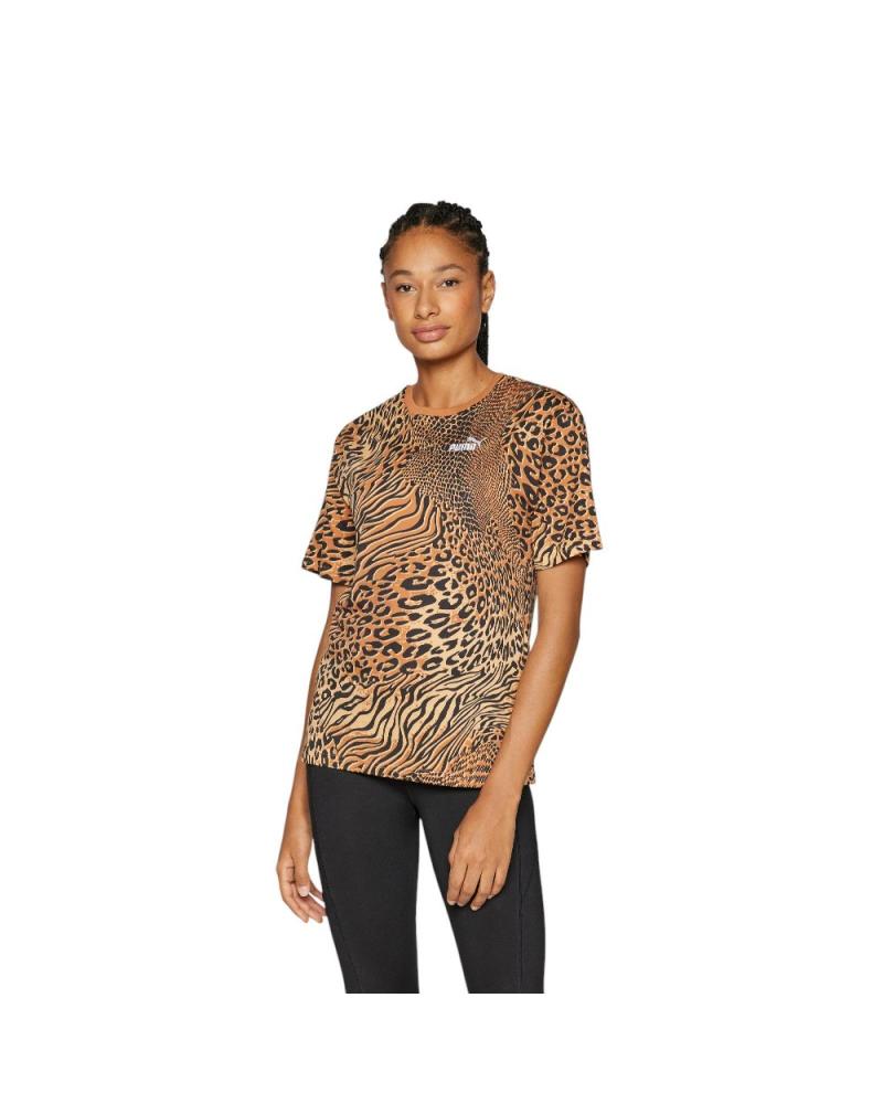 PUMA ESSENTIALS GRAPHIC ANIMAL LEOPARDEN-T-SHIRT 688533-63 BRAUN MARRóN