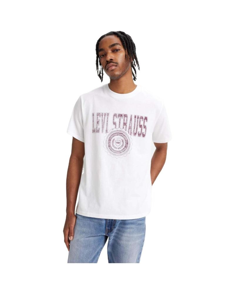 LEVI'S RELAXED FIT T-SHIRT WEISS MIT BEIGEM AUFDRUCK BEIGE