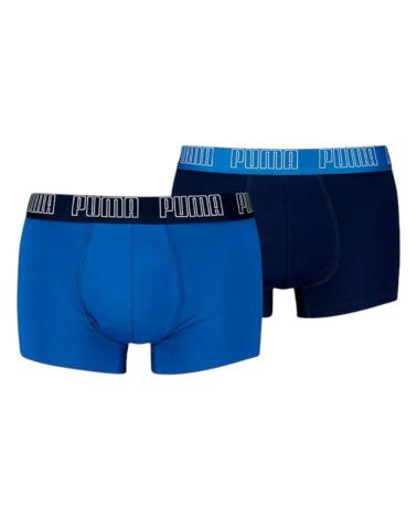 LOT DE 2 BOXERS AJUSTÉS PUMA BASIC EVERYDAY TRUNKS BLEU ROYAL ET MARINE MULTICOLOR
