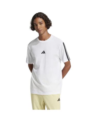 -ADIDAS-T-SHIRT DE SPORT ADIDAS 3 BANDES JW1952 BLANC AVEC DÉTAILS NOIRS-WHITE-BLACK