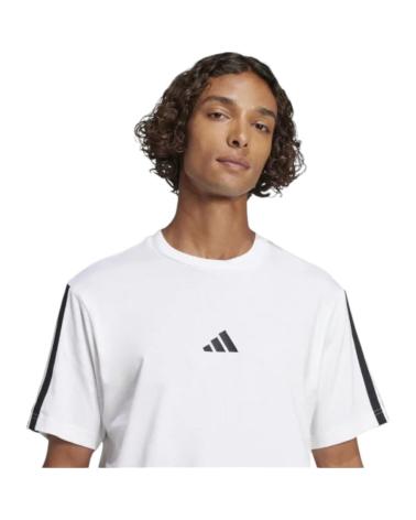 -ADIDAS-T-SHIRT DE SPORT ADIDAS 3 BANDES JW1952 BLANC AVEC DÉTAILS NOIRS-WHITE-BLACK