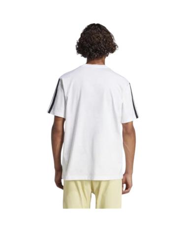 -ADIDAS-T-SHIRT DE SPORT ADIDAS 3 BANDES JW1952 BLANC AVEC DÉTAILS NOIRS-WHITE-BLACK