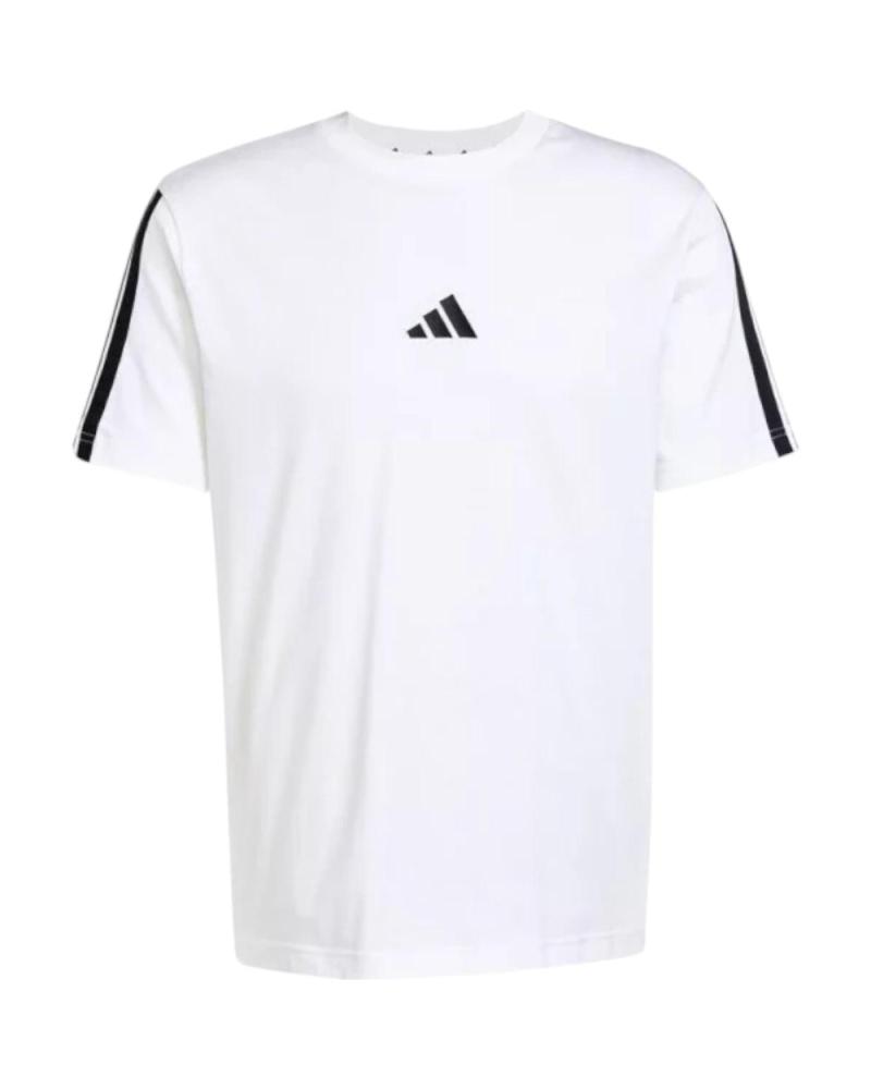 -ADIDAS-T-SHIRT DE SPORT ADIDAS 3 BANDES JW1952 BLANC AVEC DÉTAILS NOIRS-WHITE-BLACK