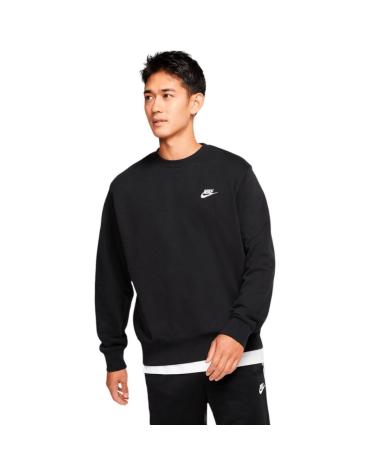 NIKE M NSW CLUB CREW FT SWEATSHIRT BLACK - BV2666-010 NEGRO