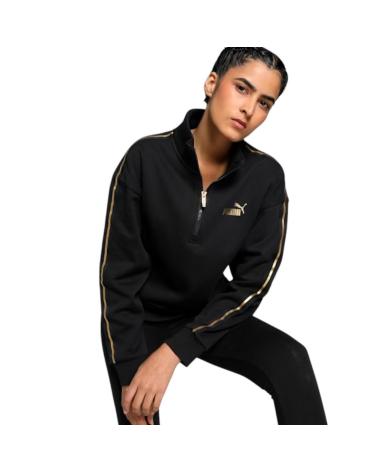 PUMA ESSENTIALS TAPE MINIMAL GOL FULL ZIP SWEATSHIRT BLACK 68 NEGRO