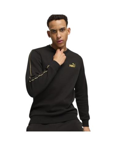 PUMA ESSENTIALS TAPE MINIMAL GOLD CREWNECK SWEATSHIRT 685290-01 BLACK NEGRO