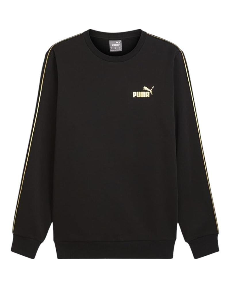 PUMA ESSENTIALS TAPE MINIMAL GOLD CREWNECK SWEATSHIRT 685290-01 BLACK NEGRO