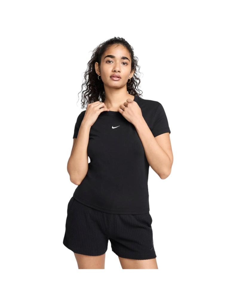 NIKE SPORTSWEAR NSW CHILL KNIT CROPPED T-SHIRT FV5508-010 BLACK NEGRO
