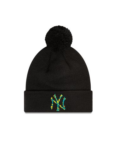 BERRETTO IN LANA NEW ERA YANKEES NERO CON POMPON NEGRO