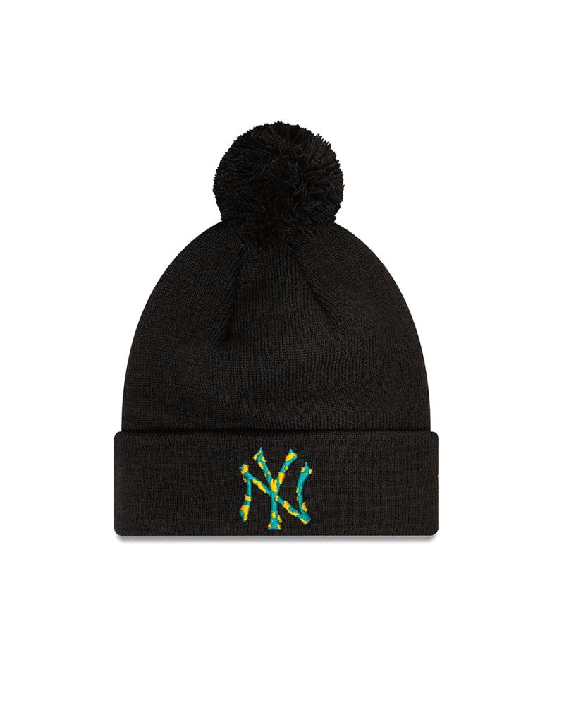 GORRO DE LÃ NEW ERA YANKEES PRETO COM POMPOM NEGRO