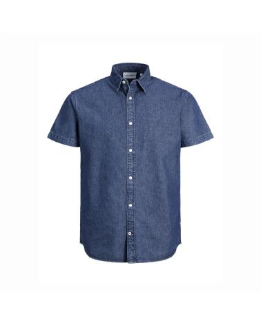 CHEMISE EN DENIM JACK & JONES JJPLAIN KANSAS SS 122 BLEU MARINE AZUL MARINO