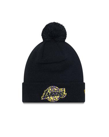BERRETTO BEANIE NEW ERA LOS ANGELES LAKERS NERO CON POMPON NEGRO