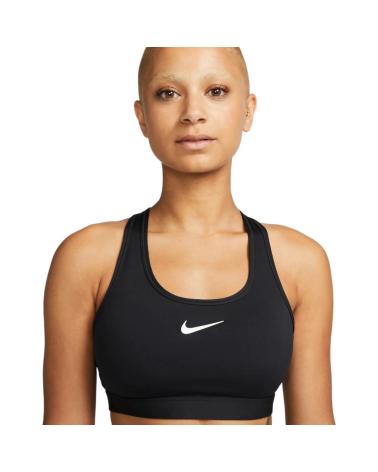 NIKE SWOOSH MEDIUM SUPPORT SPORTS BRA BLACK - DX6821-010 NEGRO