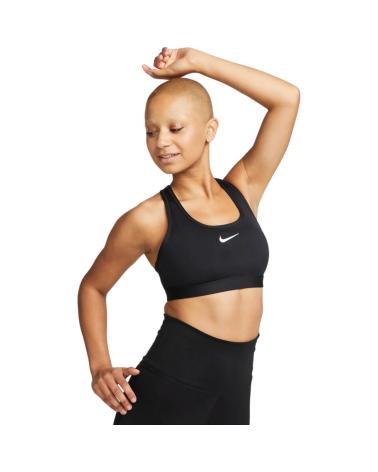 NIKE SWOOSH MEDIUM SUPPORT SPORTS BRA BLACK - DX6821-010 NEGRO