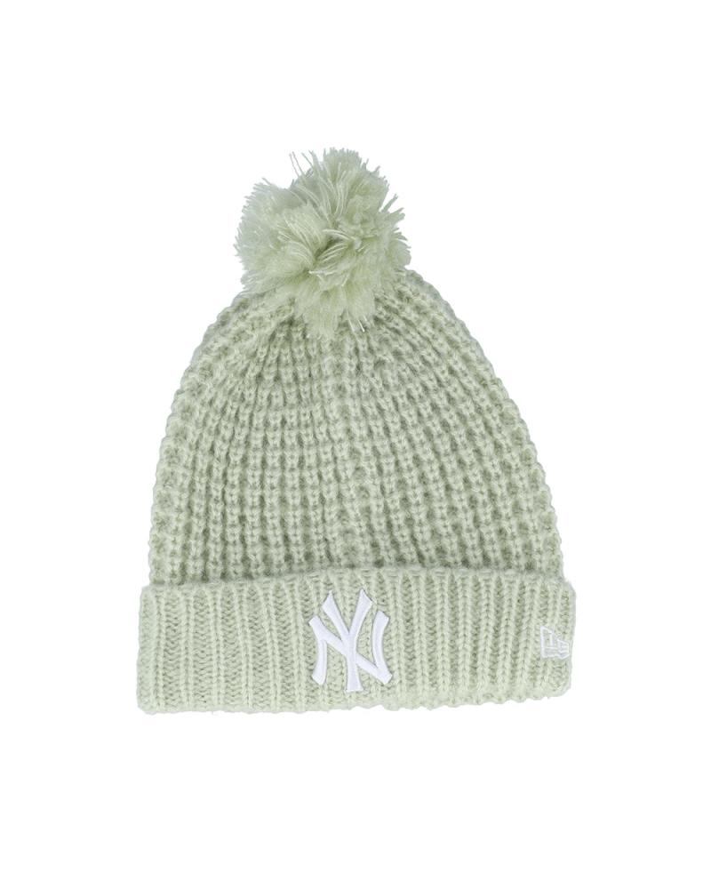 BERRETTO IN LANA NEW ERA CON POMPON E LOGO NY - BEIGE BEIG