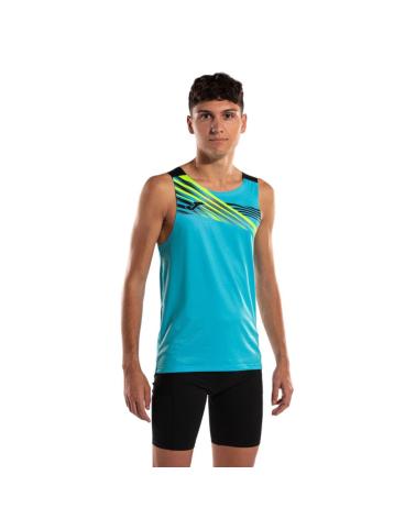 -JOMA-CAMISETA-ELITE-X-TURQUESA-FLUOR-NEGRO-SIN-MANGAS-T-SHIRT-RUN-AZUL