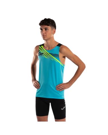 -JOMA-CAMISETA-ELITE-X-TURQUESA-FLUOR-NEGRO-SIN-MANGAS-T-SHIRT-RUN-AZUL