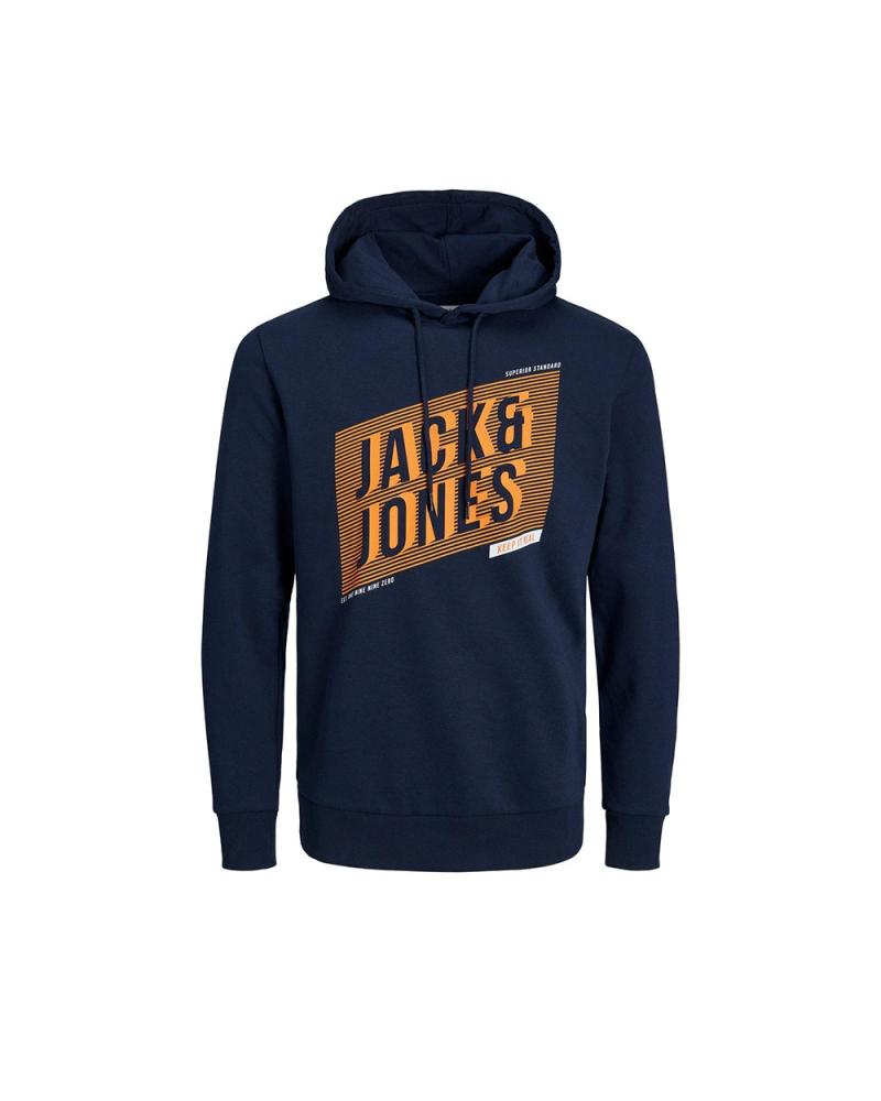 JACK AND JONES NAVY BLUE HOODED SWEATSHIRT 12235336 FOR MEN NAVY