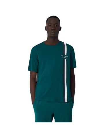 T-SHIRT CHAMPION LEGACY GIROCOLLO CON STRISCIA BIANCA VERDE 219736-GS571 VERDE
