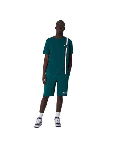T-SHIRT CHAMPION LEGACY GIROCOLLO CON STRISCIA BIANCA VERDE 219736-GS571 VERDE