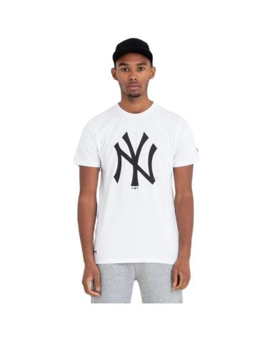 -NEW-ERA-T-SHIRT NEW ERA MLB NEW YORK YANKEES BIANCA CON LOGO NERO 60416-WHI-BLK