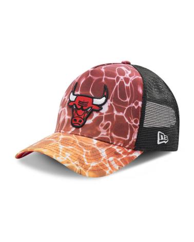GORRA TRUCKER NEW ERA CHICAGO BULLS ROJA CON ESTAMPADO VIBRANTE ROJO