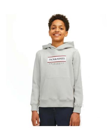 FELPA CON CAPPUCCIO JACK & JONES PER RAGAZZO - GRIGIO WHITE