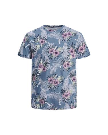T-SHIRT JACK AND JONES FLOREALE MANICA CORTA 1220295 BLU AZUL
