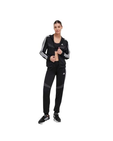 ADIDAS W BOLDBLOCK TS TRAININGSANZUG SCHWARZ MIT WEISSEN STREIFEN IN1838 NEGRO