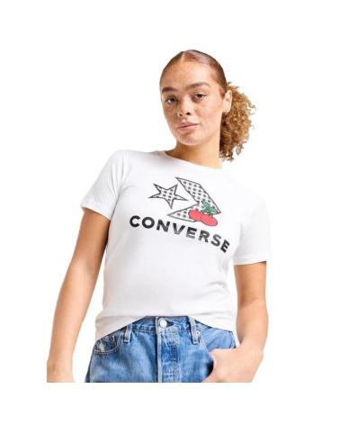 T-SHIRT CONVERSE CHERRY STAR CHEVRON INFILL BIANCA - MODELLO 10026042 BLANCO