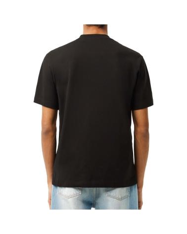 T-SHIRT LACOSTE NOIR À BANDE HORIZONTALE BEIGE NEGRO