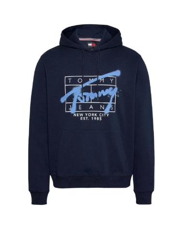 TOMMY HILFIGER NAVY BLUE HOODIE WITH GRAPHIC LOGO AZUL
