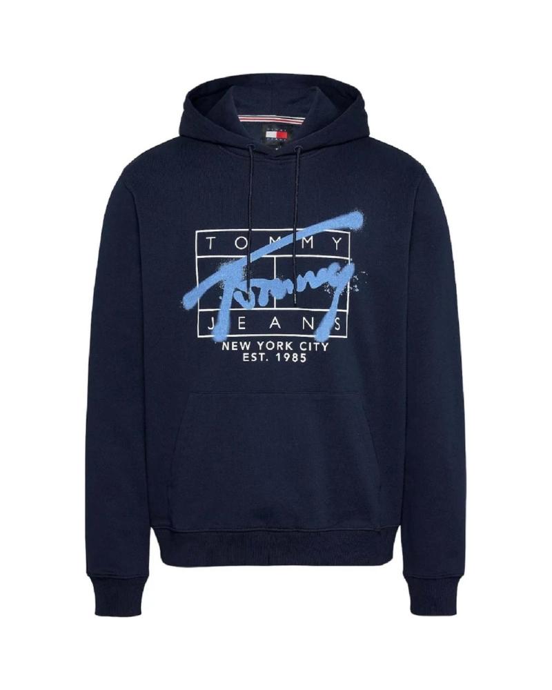 TOMMY HILFIGER NAVY BLUE HOODIE WITH GRAPHIC LOGO AZUL