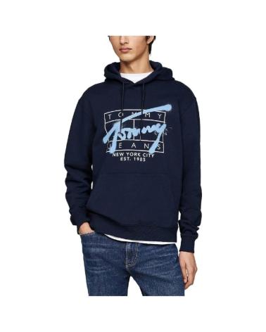 TOMMY HILFIGER NAVY BLUE HOODIE WITH GRAPHIC LOGO AZUL